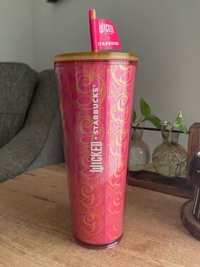 Starbucks Pink & Gold 'Wicked' Decorative Travel Tumbler